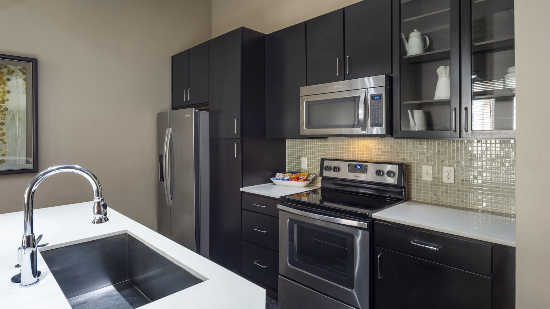 kitchen with stainless steel appliances and wood cabinets