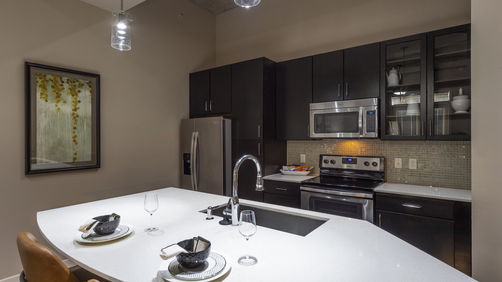 kitchen with stainless steel appliances and wood cabinets