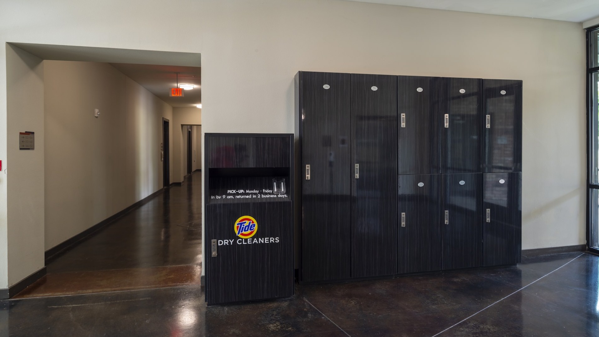 a tow of lockers and bin